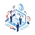 Businessman isometric people Successful business Social network communication Technology concept