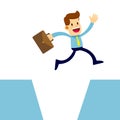 Businessman Jump Over a Gap