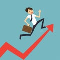 Businessman jump over growing chart Royalty Free Stock Photo