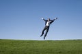 Businessman jumping