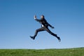 Businessman jumping