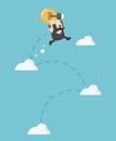 Businessman jumping on Cloud. Growth concept Royalty Free Stock Photo