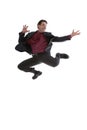 Businessman jumping midair