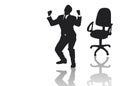 Businessman jumping out of his armchair