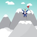 Businessman Jumping On Pinnacle Of The Mountain Royalty Free Stock Photo