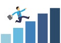 Businessman jumping on top of the increasing growth of the graph; Concept of growth and successful Royalty Free Stock Photo