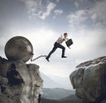 Businessman jumps the obstacle Royalty Free Stock Photo