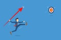 Businessman jumps throwing spear to target, Business breakthrough success concept,vector illustration Royalty Free Stock Photo