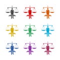 Businessman and Justice Scales icon, color set