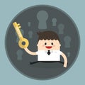 Businessman key success, flat design vector illlustion eps10. Royalty Free Stock Photo