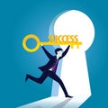 Businessman with Key of Success Royalty Free Stock Photo