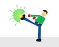 Businessman kicks virus