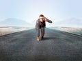 Businessman kneeling in ready position Royalty Free Stock Photo