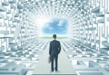 Businessman in labyrinth Royalty Free Stock Photo
