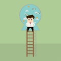 Businessman on ladder to the success