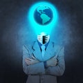 Businessman with lamp-head Royalty Free Stock Photo