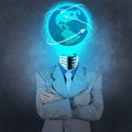 Businessman with lamp-head as social network concept Royalty Free Stock Photo