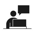 Businessman laptop working business management developing successful silhouette style icon