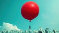 Businessman with a large red balloon