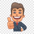 Businessman laughing and showing thumbs up. Funny character Royalty Free Stock Photo