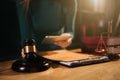 Businessman lawyer working at table at home office.