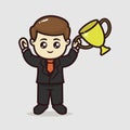 Businessman leadership concept cute mascot design