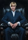 Businessman in leather chair