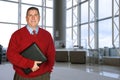 Businessman with leather folder