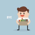 Businessman Leaving Job, vector, flat design. Royalty Free Stock Photo