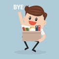 Businessman Leaving Job, vector, flat design.