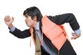 Businessman in life jacket escaping Royalty Free Stock Photo