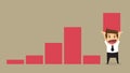 Businessman lift increase bar chart