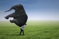 Businessman lifting heavy elephant Royalty Free Stock Photo