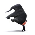 Businessman lifting heavy elephant Royalty Free Stock Photo