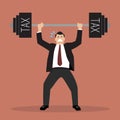 Businessman lifting a heavy weight tax