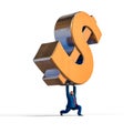 Businessman lifting up dollar sign. Business concept illustration