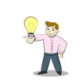 Businessman With Light Bulb. Cartoon illustration of Idea