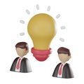 Businessman with Light Bulb Icon - Creative for Startups and Innovation 3D render