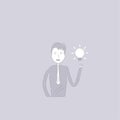 Businessman and Light Bulb idea concept.Creativity sign.Cartoon