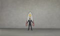 Businessman with a light bulb space rocket ready to develop ideas and start new business Royalty Free Stock Photo