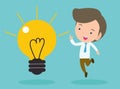 Businessman with light bulbs, Idea concept. Business Idea Concept vector Illustration. Royalty Free Stock Photo