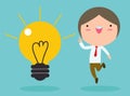 Businessman with light bulbs, Idea concept. Business Idea Concept vector Illustration. Royalty Free Stock Photo
