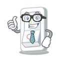 Businessman light switch attaches the character wall