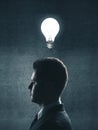Businessman with lightbulb in head Royalty Free Stock Photo