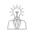 Businessman with lightbulb head line icon Royalty Free Stock Photo