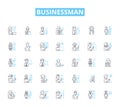 Businessman linear icons set. Entrepreneur, Executive, Manager, CEO, Investor, Innovator, Visionary line vector and