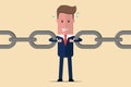 Businessman link chain together. Business concept. Vector illustration