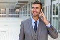 Businessman listening on the phone with enthusiasm Royalty Free Stock Photo