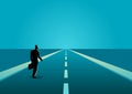 Businessman on a long road