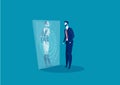 Businessman look on glass robot Innovation Technology future concept vector